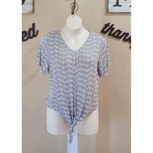 Como Blu Women Black & White Stretch Top Plus Size 2X